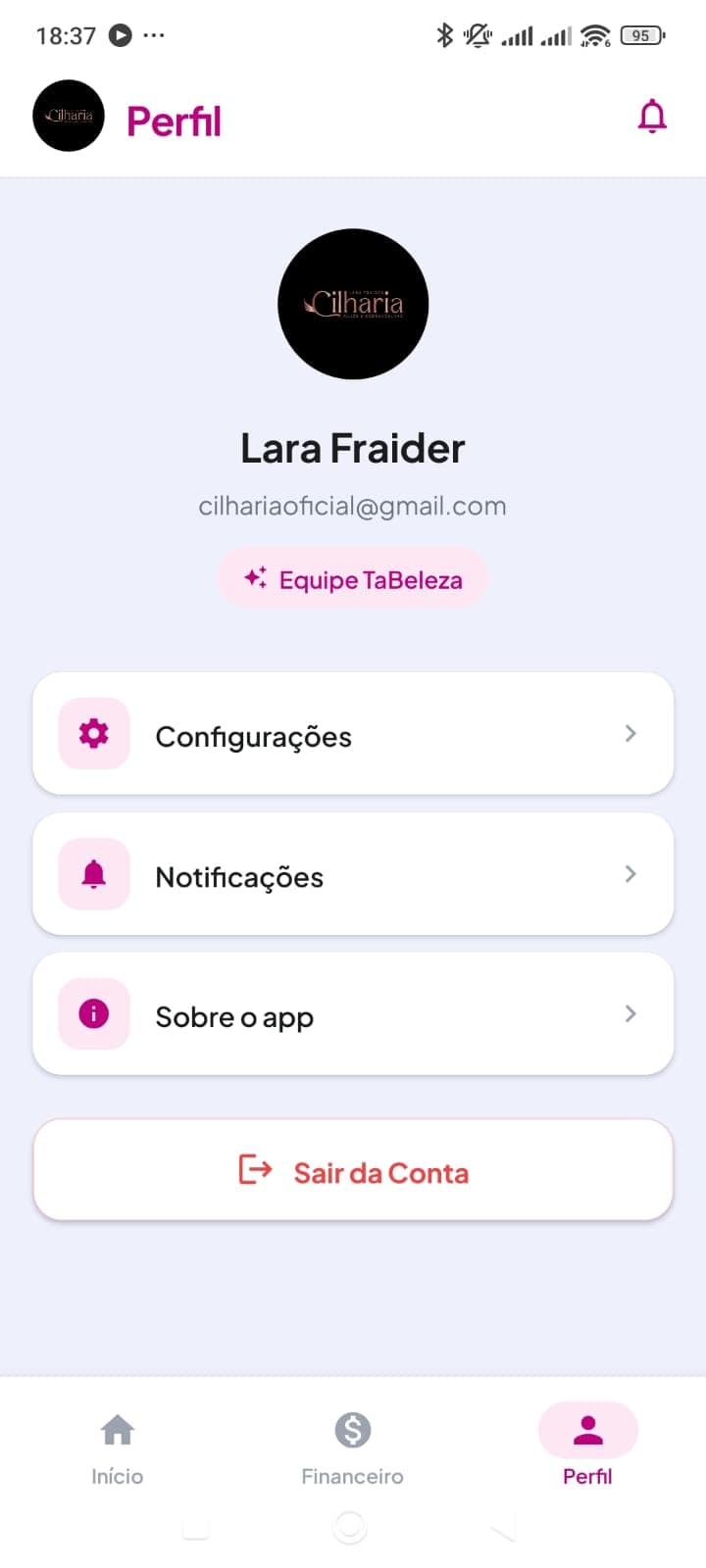 Tela do aplicativo TaBeleza — 7
